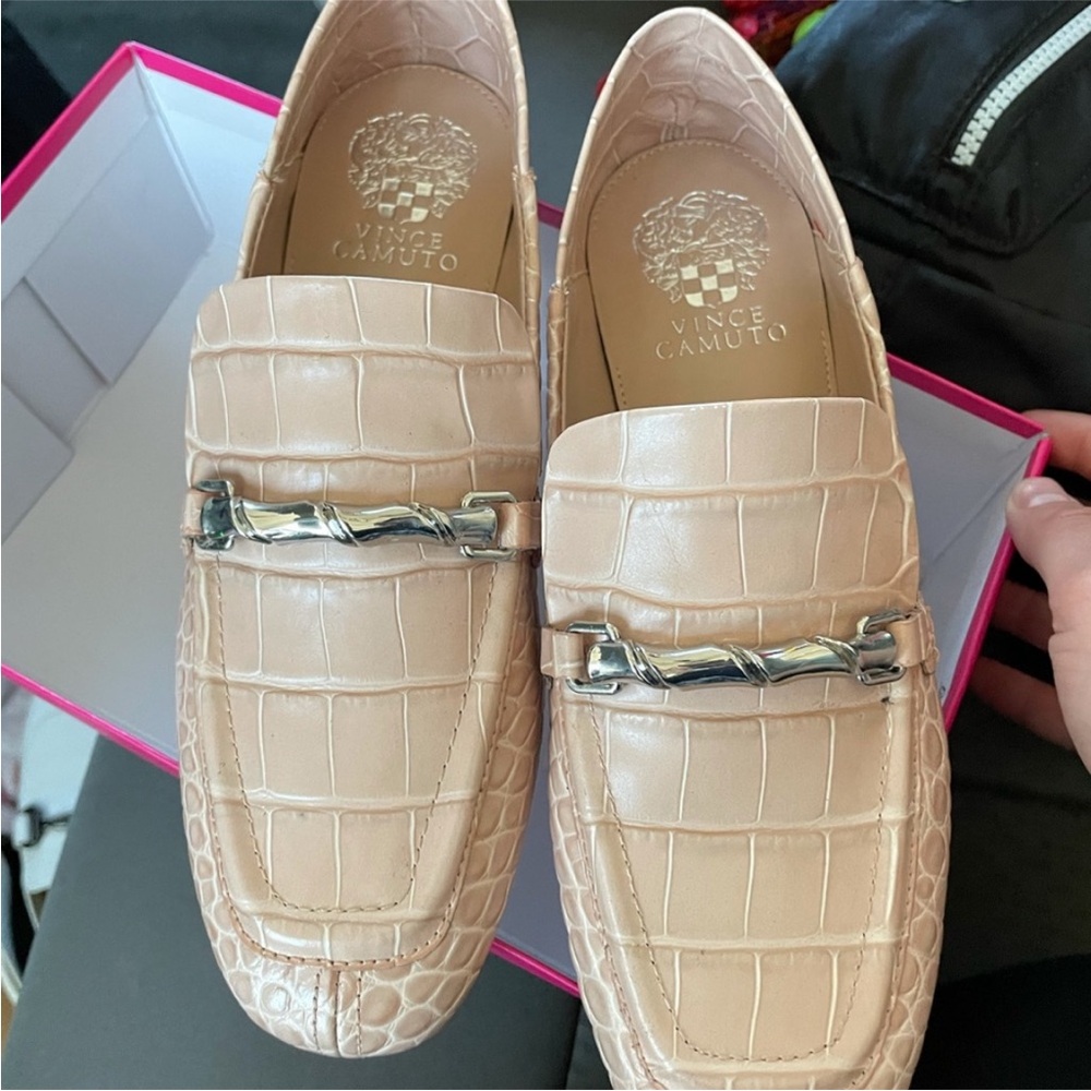 Vince Camuto Tan Slip-On Loafers with Metallic Detail - New, No Box